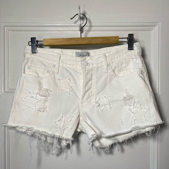 RAILS Logan Star Pattern Distressed Denim Shorts White Sz 24 - Picture 3 of 12